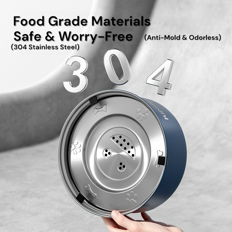 Anti-Splash Water Bowl for Dogs & Cats - Stainless Steel with Floating Disk