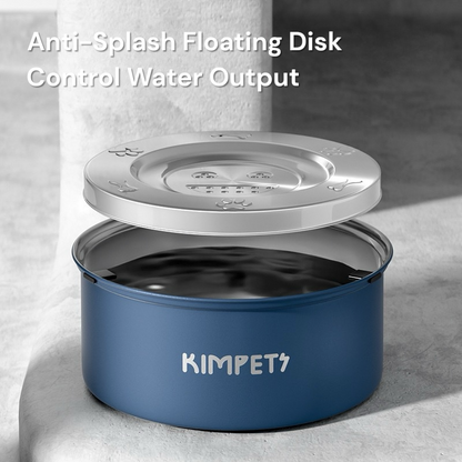 Anti-Splash Water Bowl for Dogs & Cats - Stainless Steel with Floating Disk