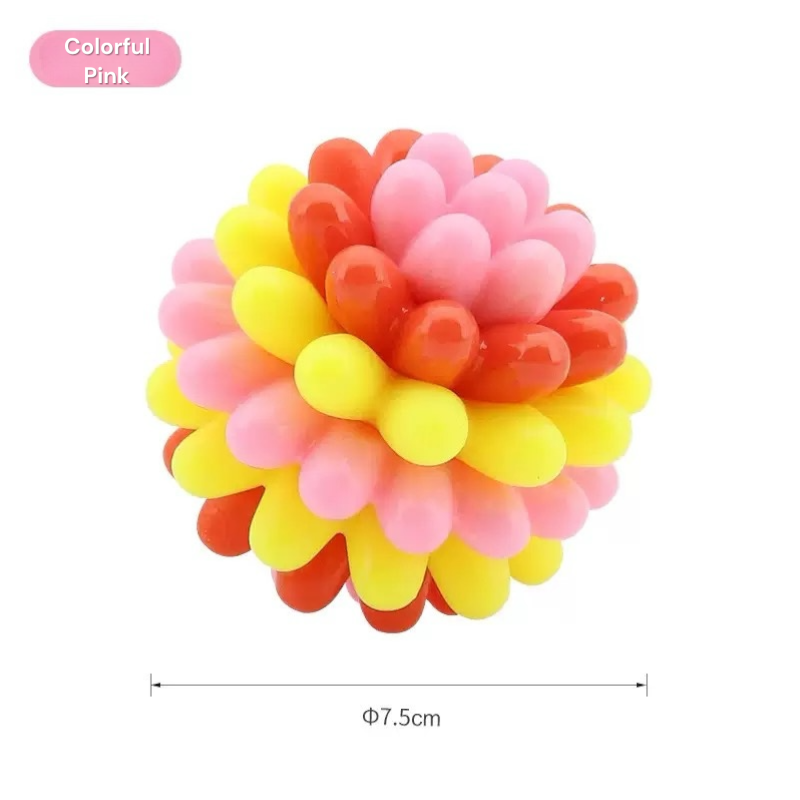 Bite Resistant Toothbrushing Elastic Ball Toy - Colorful Pet Chewing Toy TPR
