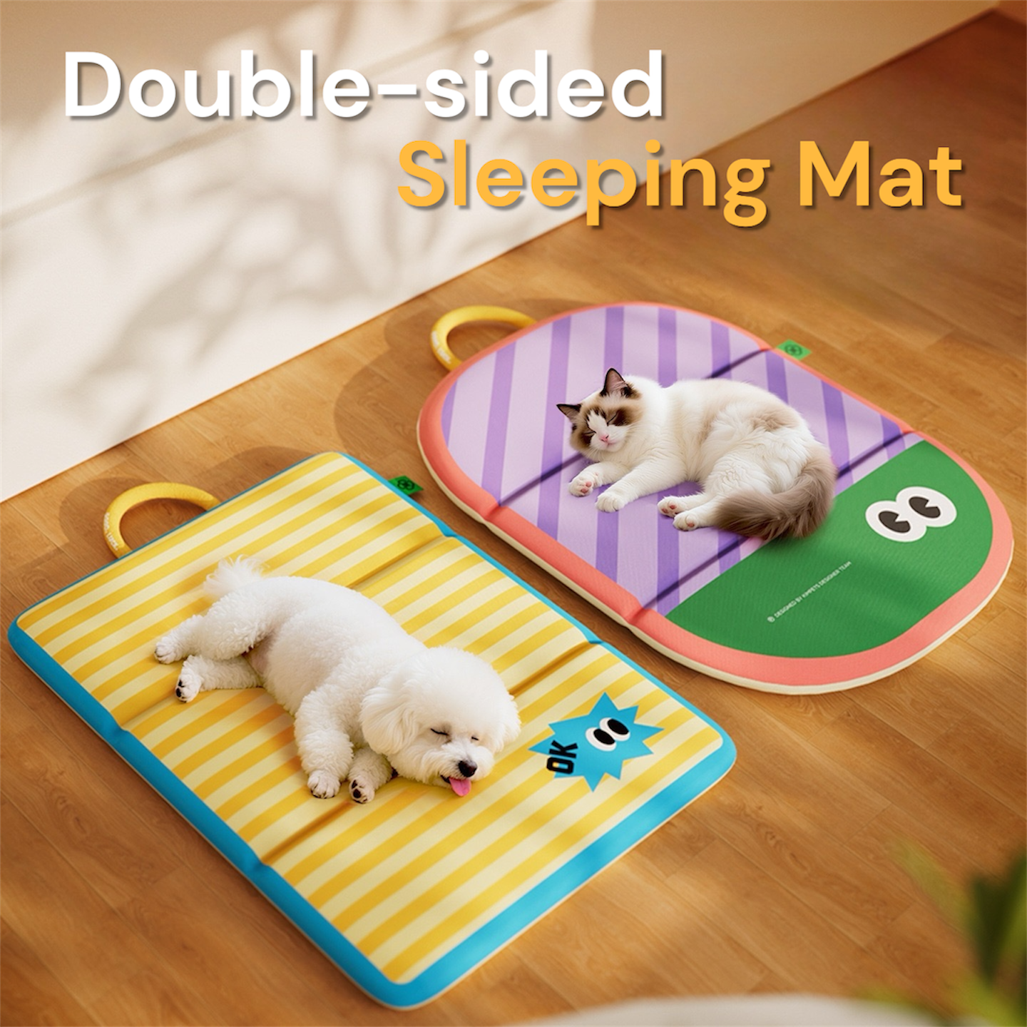 Handheld Dual-Sided Pet Sleeping Mat – Reversible Foldable Lightweight Dog & Cat for All Seasons